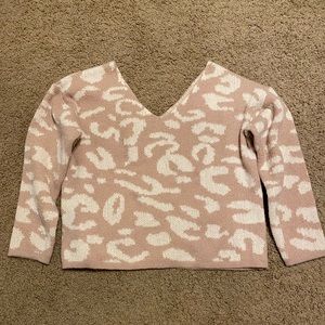 Leopard Pattern Drop Shoulder Sweater